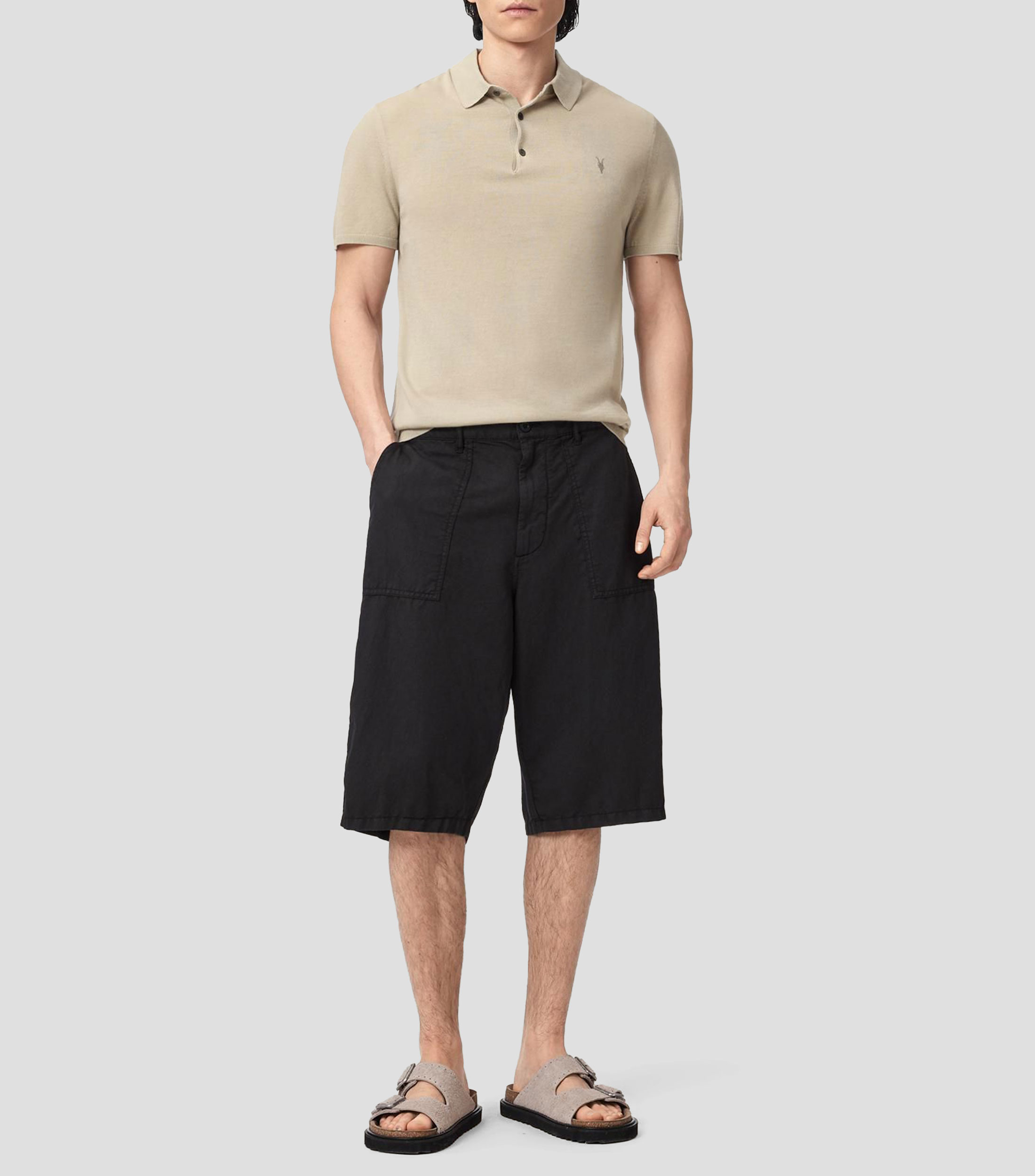 Playera tipo polo con manga corta lisa Hombre